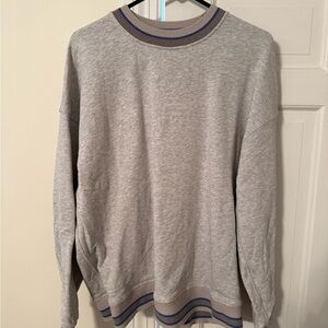 LG Gray Crewneck Sweater with Blue Trim